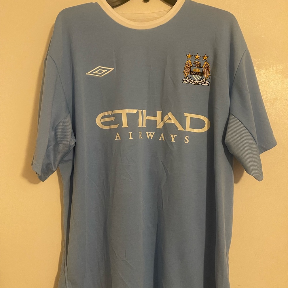 Umbro Home Manchester City 2009/2010 XL Light Blue and White Jersey